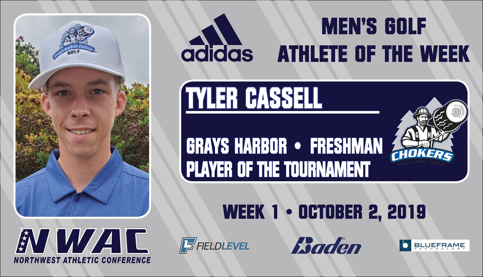 Graphic of Tyler Cassell athlete of the week 