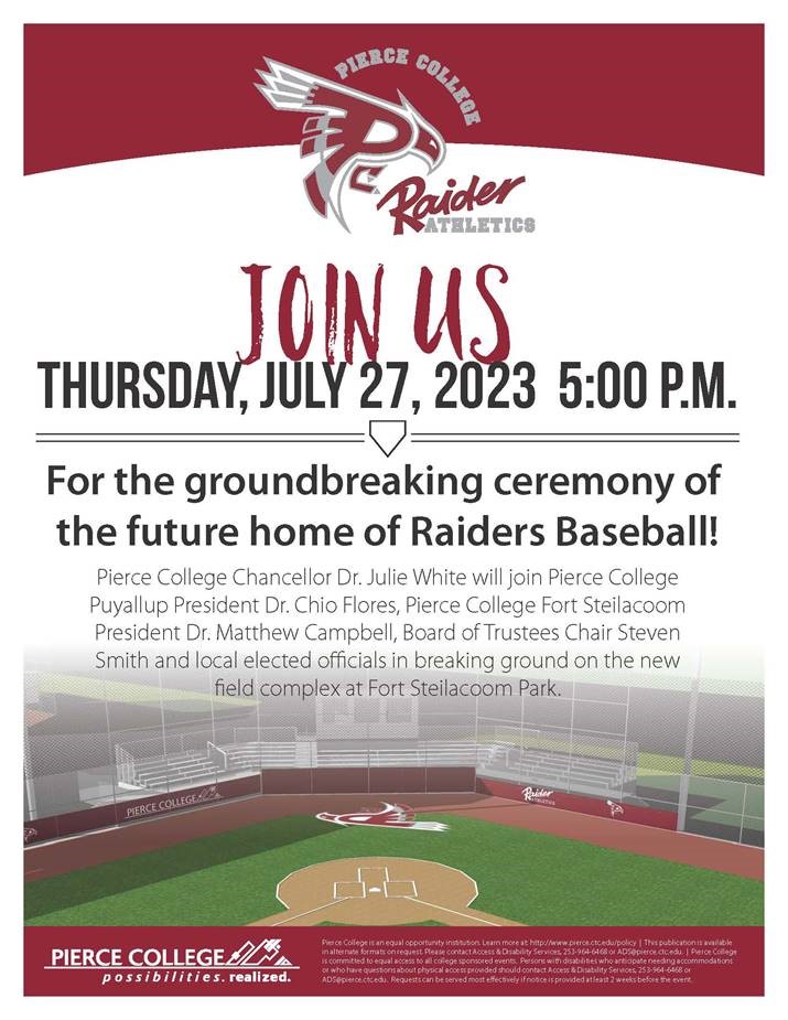 Pierce College to Host Groundbreaking Ceremony July 27 for New Baseball Complex