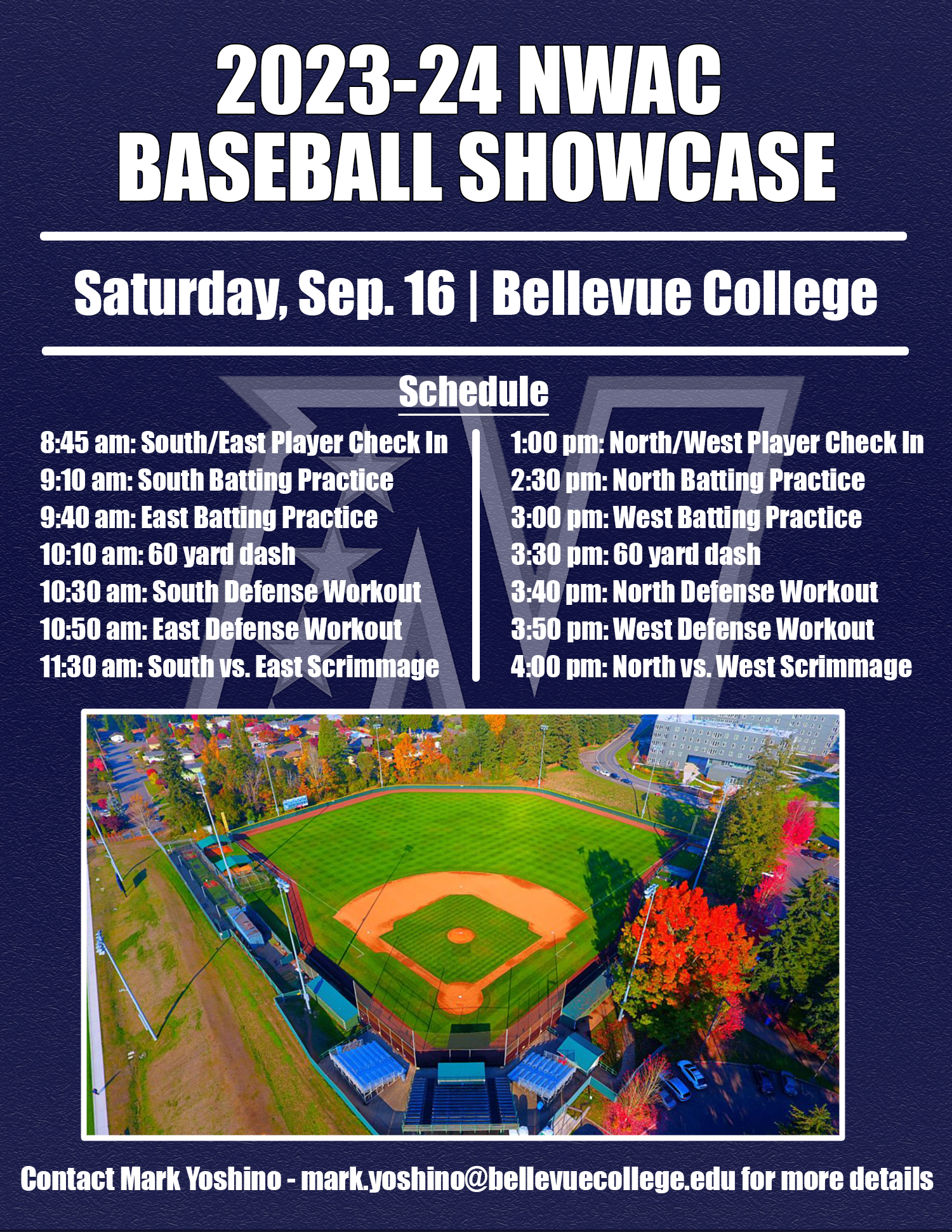 2023-24 NWAC Baseball Showcase at Bellevue College on Sep. 16.