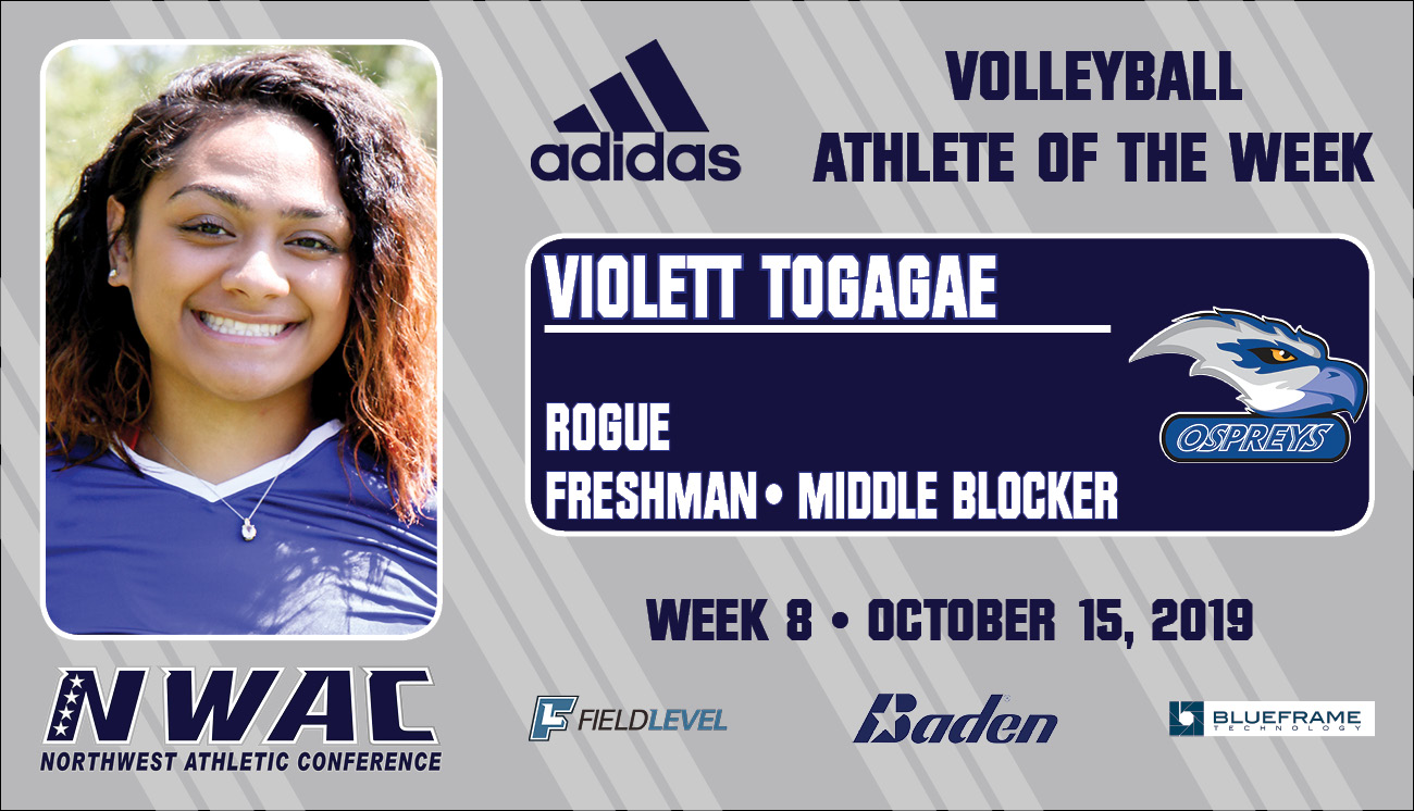 Adidas Volleyball Athlerte of the Week graphic for Violett Togagae.